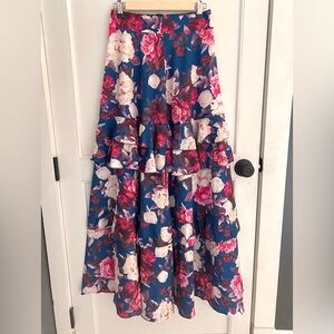 Floral Ruffle Maxi Skirt